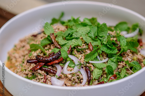 Spicy Minced Pork Salad Thai food (Larb moo)