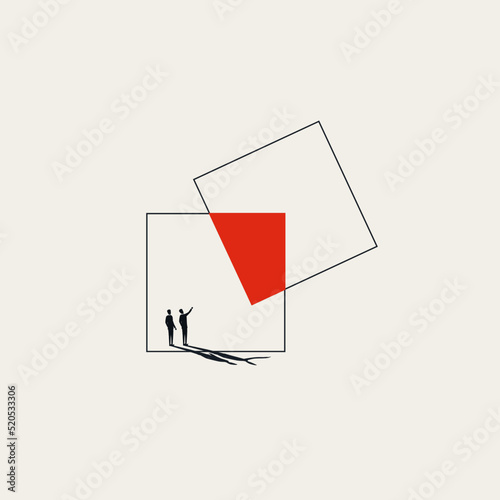 Business or company fusion and intersection of interests. Symbol of cooperation, partnership. Minimal illustration