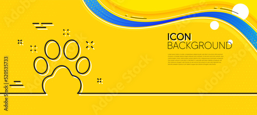 Pet friendly line icon. Abstract yellow background. Dog paw sign. Hotel service symbol. Minimal pet friendly line icon. Wave banner concept. Vector