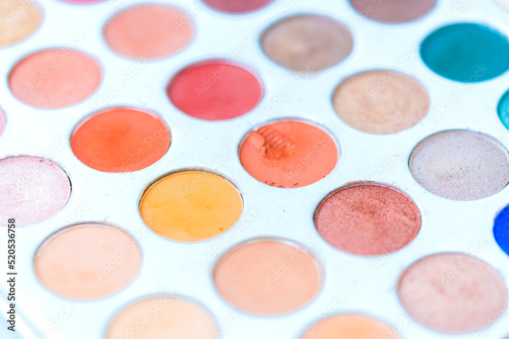Professional eyeshadow palette. Close-up. Professional eyeshadow palette. Close-up.