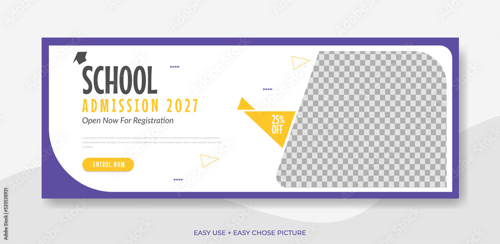 Fototapeta premium School admission web banner template design illustration 