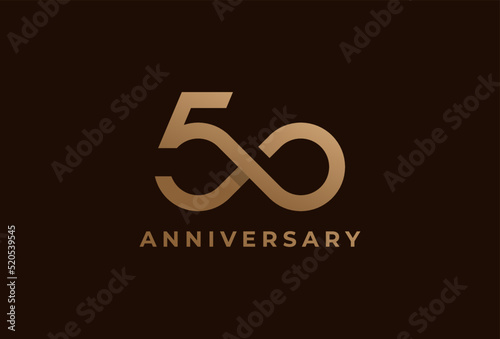 Abstract Number 50 Logo, Number 50 with infinity icon combination, can be used for birthday and business logo templates, flat design logo, vector illustration photo