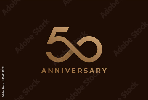 Abstract Number 50 Logo, Number 50 with infinity icon combination, can be used for birthday and business logo templates, flat design logo, vector illustration
