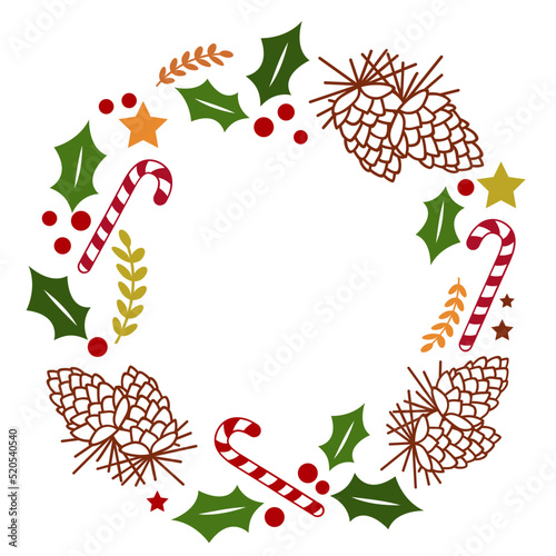 Christmas round ornament svg, Holiday wreath svg, Round winter border