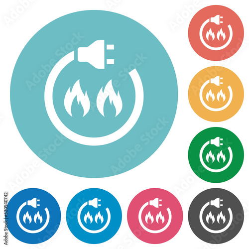 Gas energy flat round icons photo