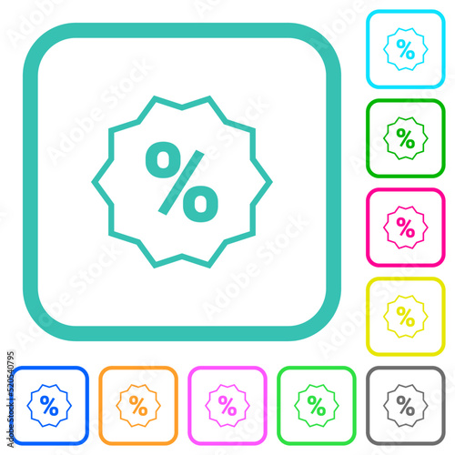 Discount sticker outline vivid colored flat icons
