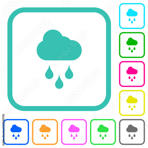 Rainy weather vivid colored flat icons