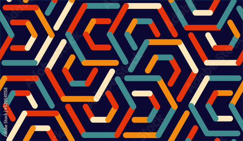 Retro groovy illustration. geometric wave print. 60s 70s vintqage textile, interior, home decor