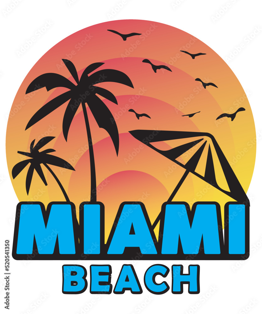 Fully editable Vector EPS 10 Outline of MIAMI Beach T-Shirt Design an image suitable for T-shirts, Mugs, Bags, Poster Cards, and much more. The Package is 4500* 5400px