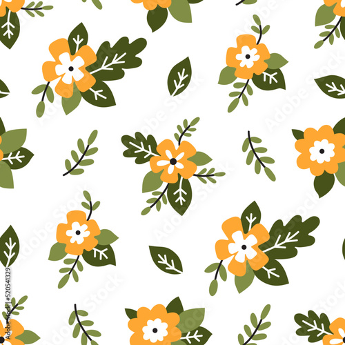 Seamless pattern with cute flowers. Hand drawn romantic flowers in pastel colors for kids textile. Apparel childish print. Vector illustrations