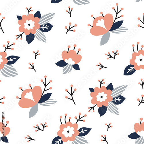 Seamless pattern with cute flowers. Hand drawn romantic flowers in pastel colors for kids textile. Apparel childish print. Vector illustrations © Юлия Мошакова