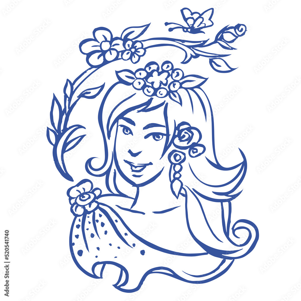 portrait of a girl vector for card illustration background portrait of a girl vector for card illustration background