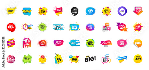 Discount offer tag banners. Price deal sale stickers. Black friday special offer tags. Sale bubble coupon. Promotion discount banner templates design. Promo offer sticker. Flash deal badges. Vector photo