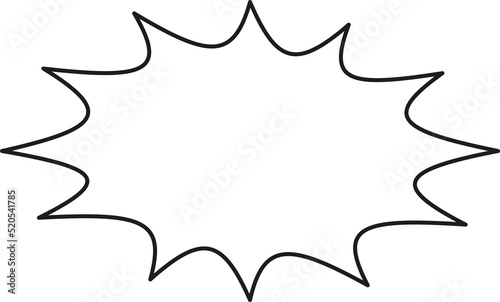 Pop art, comic book, cartoon design element. White speech bubble, explosion effect with black outline. Isolated png illustration, transparent background for montage, sticker, stamp.