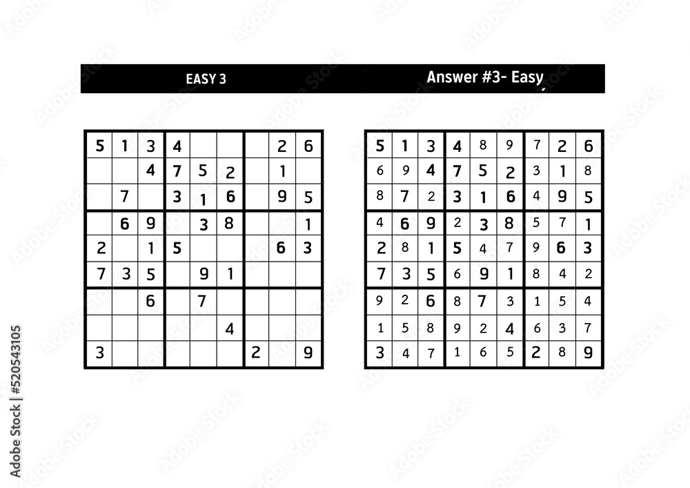 Sudoku puzzle game.Sudoku puzzle with a solution - EASY LEVEL Sudoku puzzle game.Sudoku puzzle with a solution - EASY LEVEL