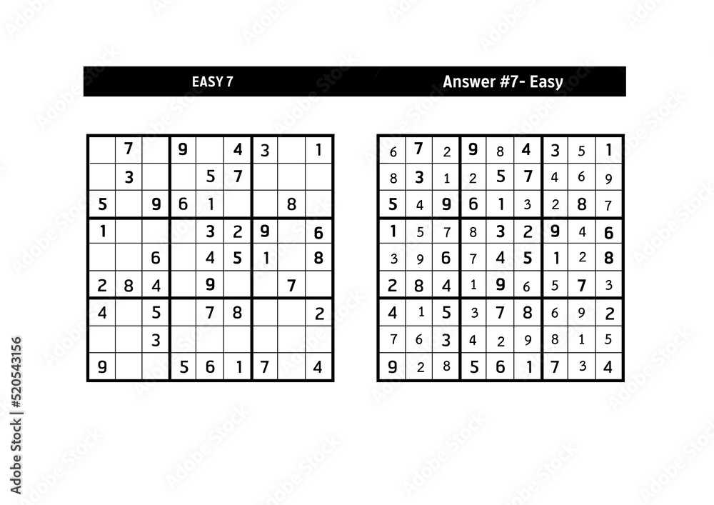 Sudoku puzzle game.Sudoku puzzle with a solution - EASY LEVEL