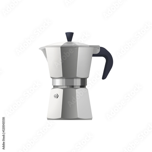 Moka pot coffee maker, vector icon or mockup.