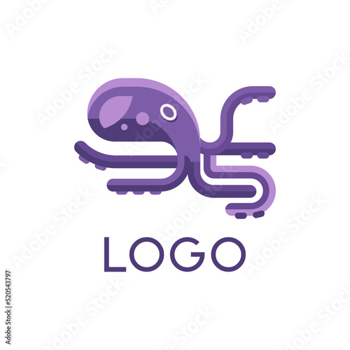 Logotype of octopus, vector icon or clipart.