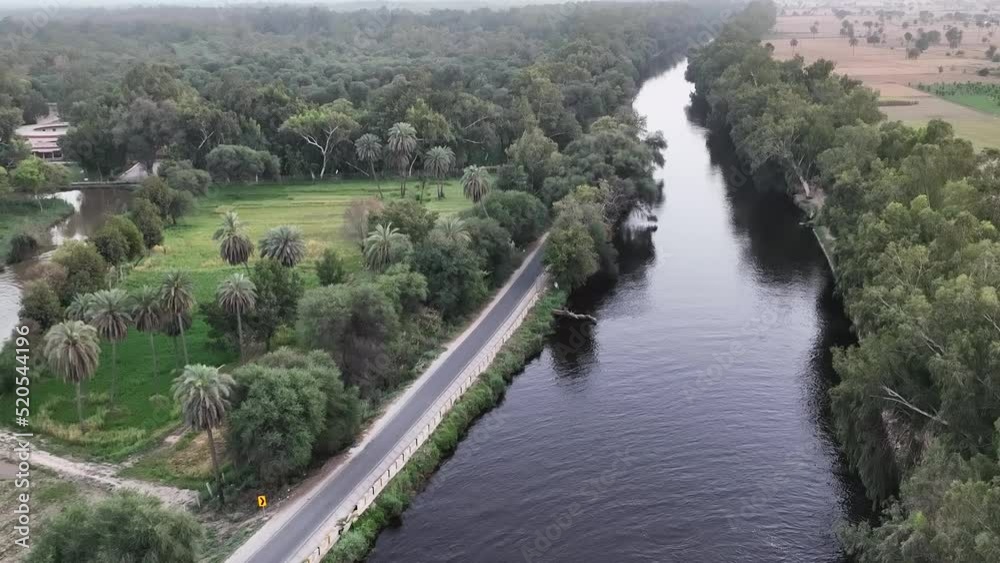 Aerial Tilt Up View Of Bahawal Canal Beside Lal Suhanra National Park In Punjab Aerial Tilt Up View Of Bahawal Canal Beside Lal Suhanra National Park In Punjab