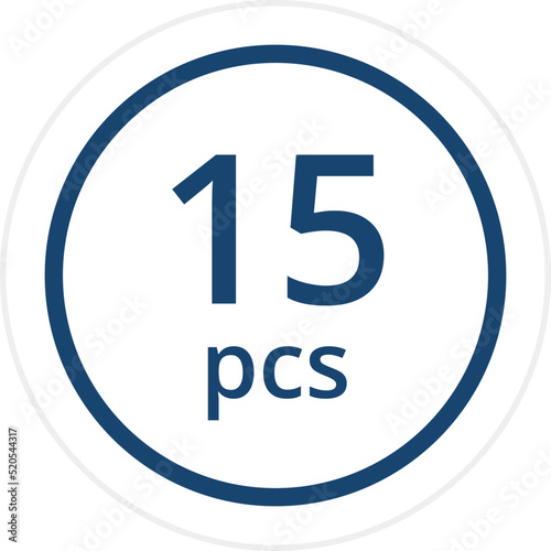 number of pieces in a package pieces pcs decal stickers. Vector illustration isolated on white.
