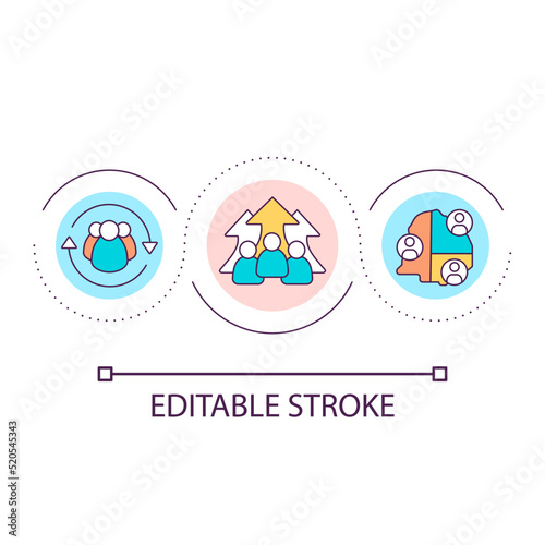 Growth of world population loop concept icon. Risk of overpopulation. Social problem abstract idea thin line illustration. Isolated outline drawing. Editable stroke. Arial font used