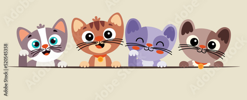 Cartoon Drawing Of Cats Posing