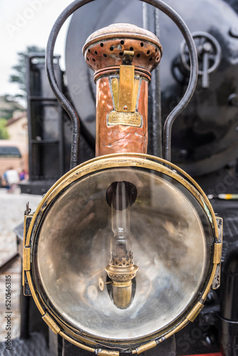 old lamp on steam train