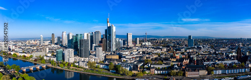 Aerial view, Frankfurt, skyline, with skyscrapers, river Main, Hesse, Germany
