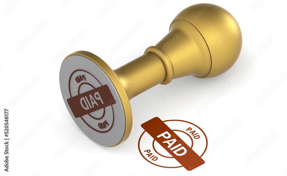 Golden stamp with paid word Golden stamp with paid word