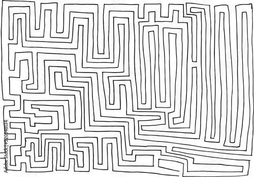 Abstract maze / labyrinth with entry and exit. Vector labyrinth. Manual labyrinth drawing. The game is a maze for fun.