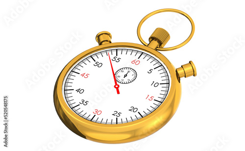 Golden stopwatch isolated on white background
