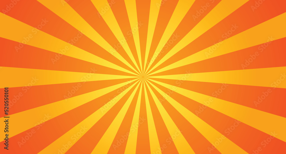 Yellow starburst retro background design. Abstract ray wallpaper.