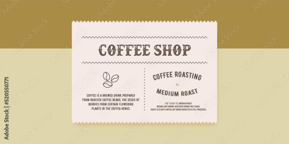 Coffee minimal label, vector vintage tag
