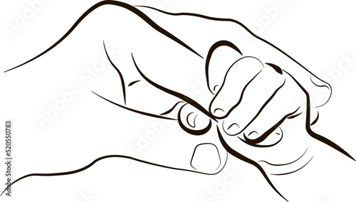 loving family, parenthood childhood concept
new born baby hand hold mum index finger. relationship between mother and baby. Illustration family hand concept.