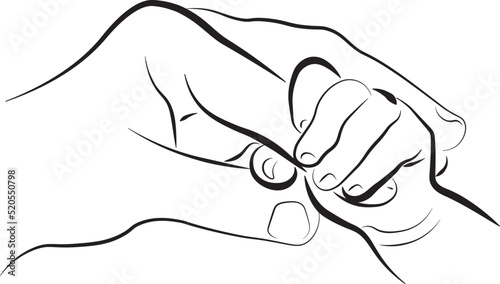 loving family, parenthood childhood concept
new born baby hand hold mum index finger. relationship between mother and baby. Illustration family hand concept.