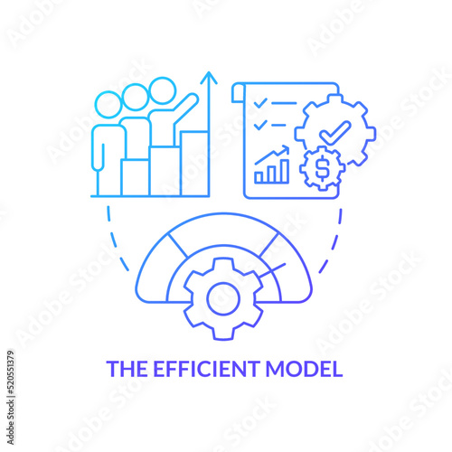 Efficient model blue gradient concept icon. Business profit growth. Productivity. Supply chain type abstract idea thin line illustration. Isolated outline drawing. Myriad Pro-Bold font used