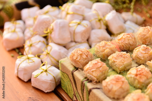 Wallpaper Mural white chocolate candies with hazelnut on the party table, condensed milk candy balls, candy balls Torontodigital.ca