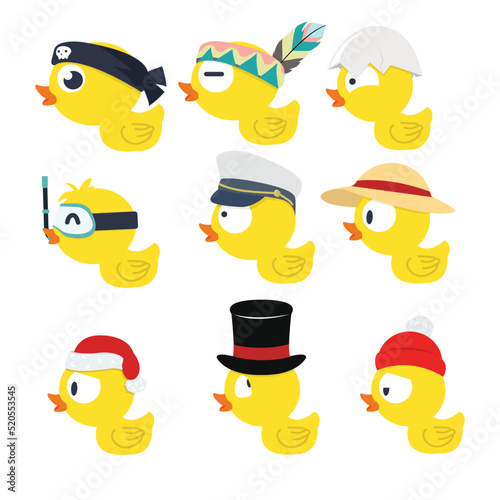 Cute Ducks wearing different headwear set