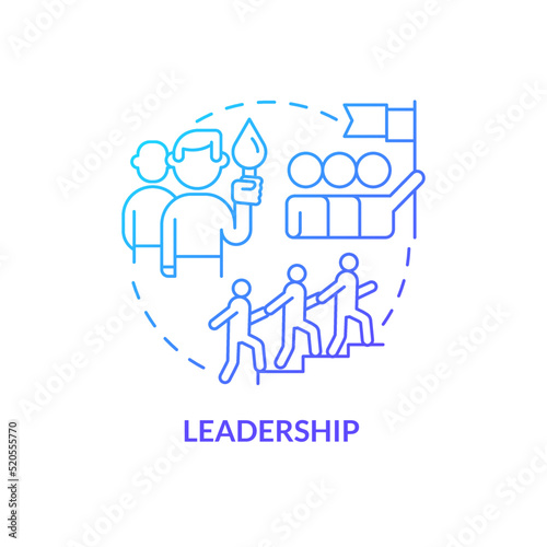 Leadership blue gradient concept icon. Factor influencing organizational culture abstract idea thin line illustration. Team development. Isolated outline drawing. Myriad Pro-Bold font used