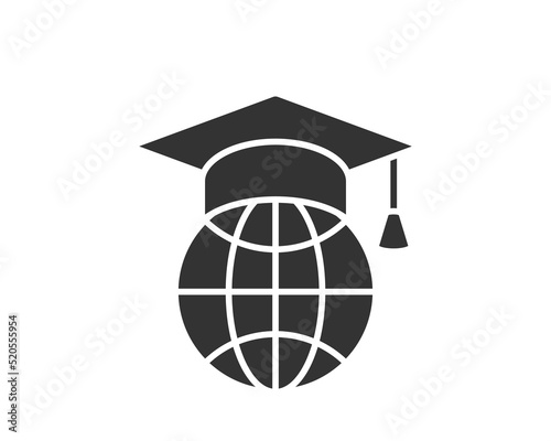 Education icon vector illustartion. College cap or graduate hat symbol. Student degree sign.