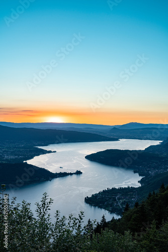 Sunset over the lake of Annecy France