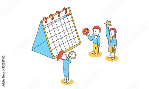 カレンダーの前で学習計画を考える学生のイラスト