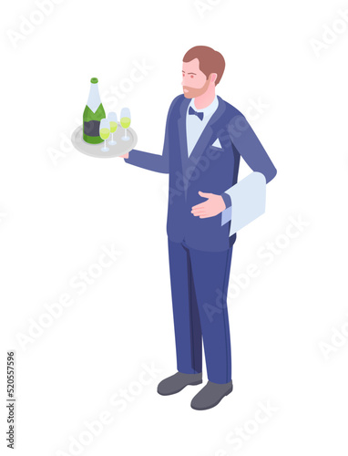 Waiter Isometric Illustration