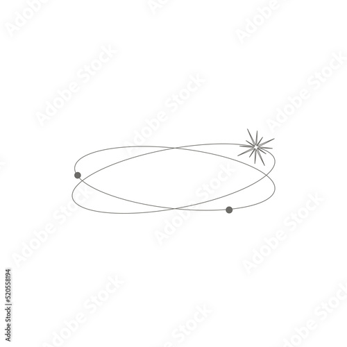 Oval galaxy frame with stars. Design element, logo.