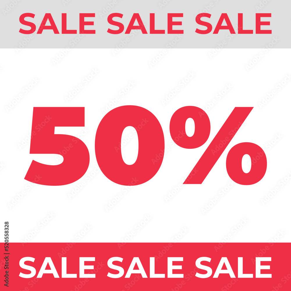 Abstract Sale banner Sale 50% off. Vector illustration on a white background Abstract Sale banner Sale 50% off. Vector illustration on a white background