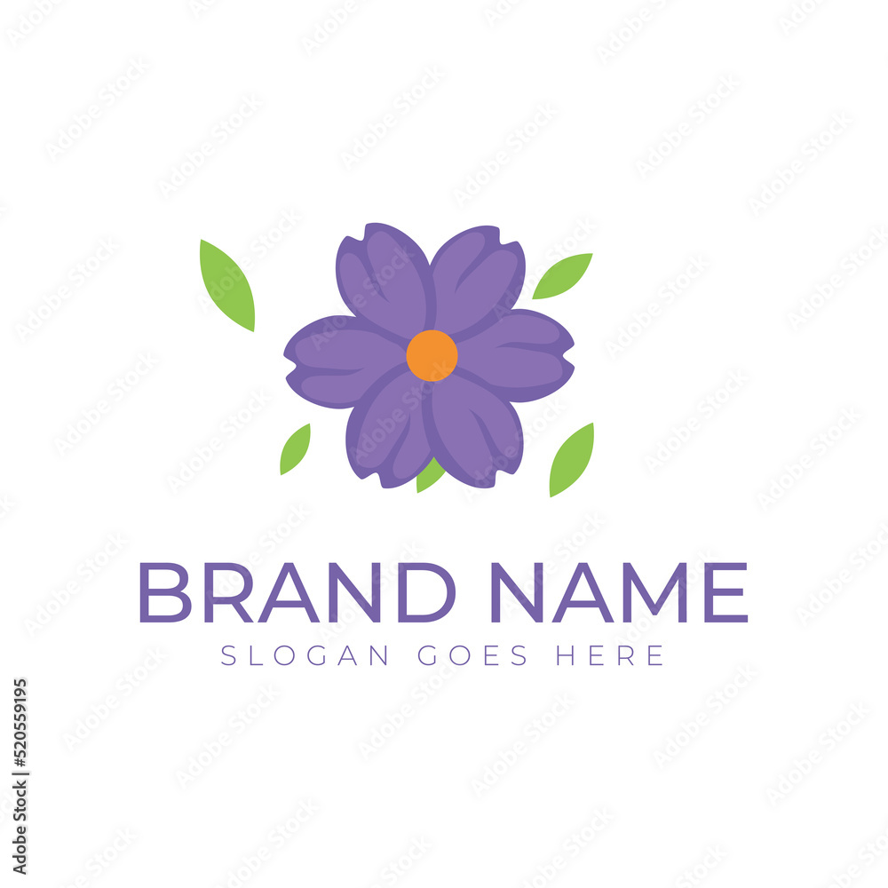 Logo Design Made of Purple Flower and Leaf