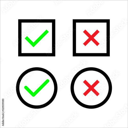 Free Download Check mark and cross or x icon in flat style on white background - GFXLoad