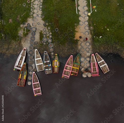 colorful tourists boats photo