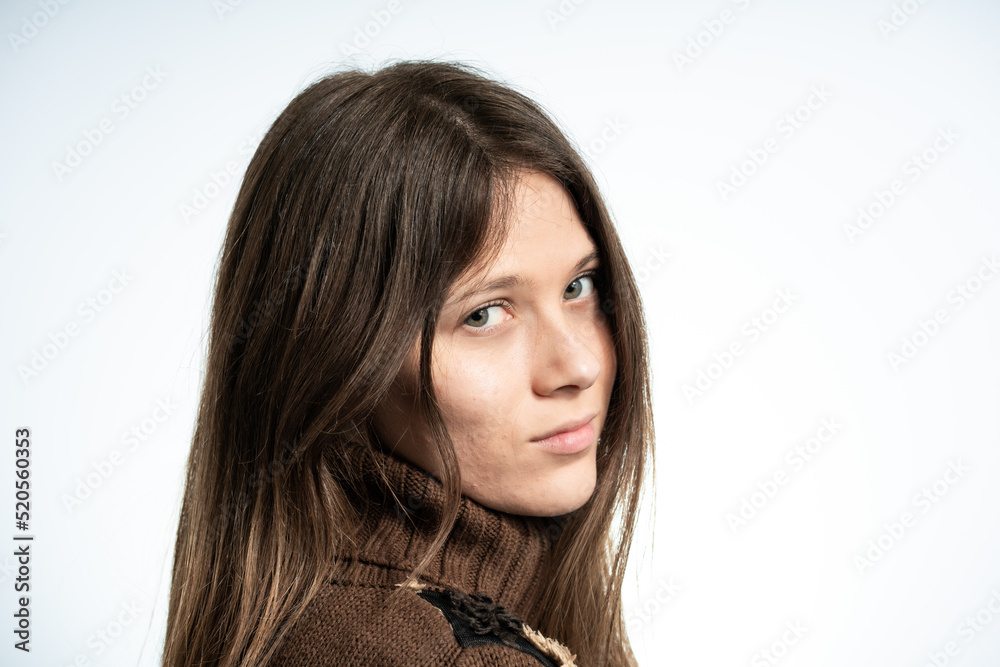 Casual portraits of a beautiful young woman wearing brown Casual portraits of a beautiful young woman wearing brown