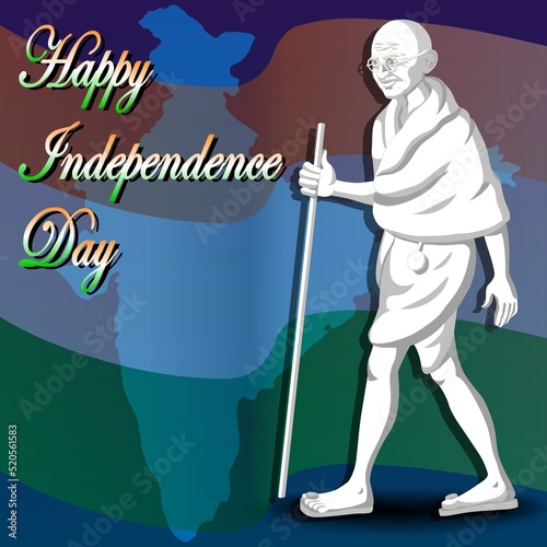 Mahata Gandhi - National Flag - Happy Indepence Day - Bharat - India -  - Tricolor - Orange - Green - White - Blue  photo